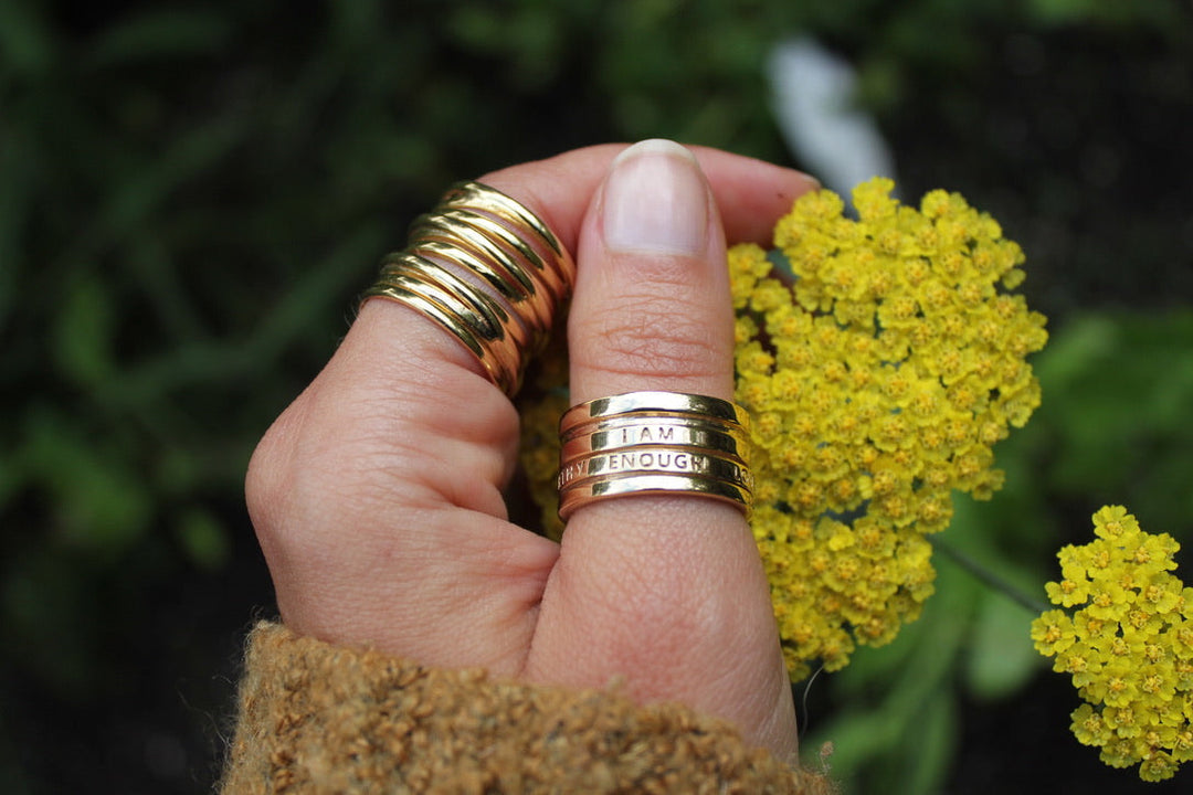 gold plated spinner ring for women