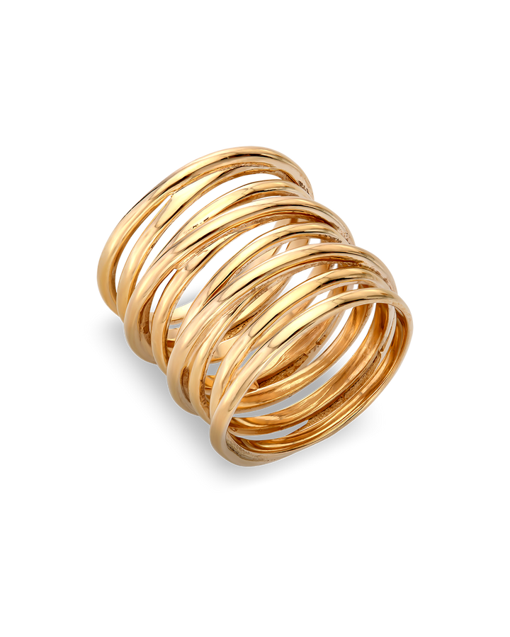 Chunky-Wickelring mit breitem Band, Vergoldet