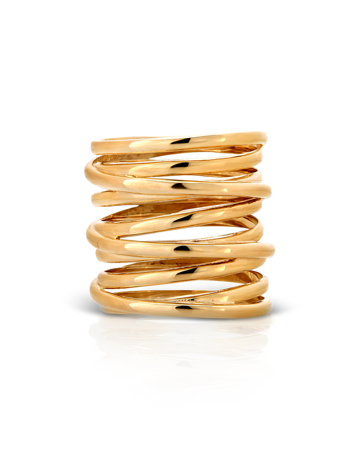 Chunky-Wickelring mit breitem Band, Vergoldet
