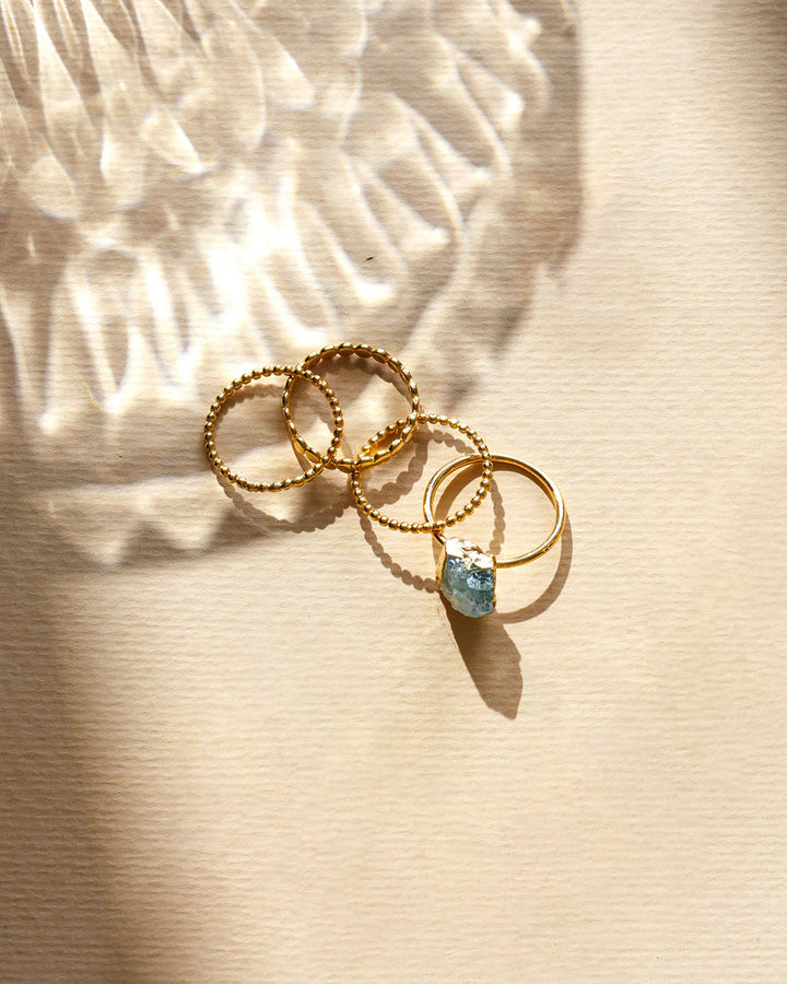 Aquamarin-Stapelring-Set, Vergoldet
