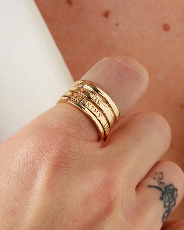 Fidget-Ring mit motivierender Gravur, Vergoldet