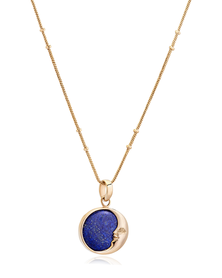 Moon Phase Lapis Necklace Gold Plated