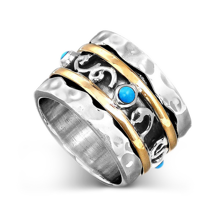 Sterling Silver Thick Spinner Ring with Turquoise