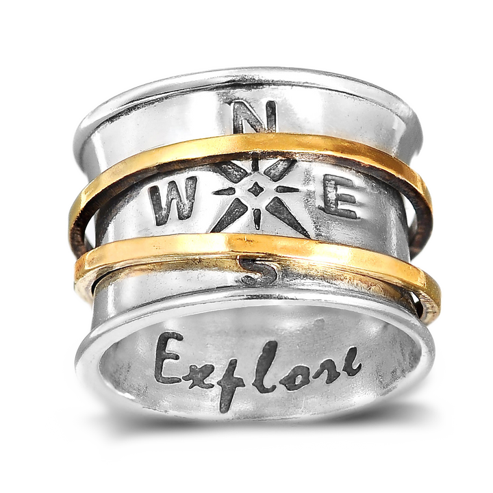 Spinner Kompass Ring Sterling Silber
