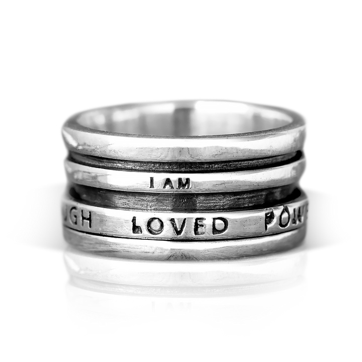 Fidget-Ring mit motivierender Gravur, Sterlingsilber