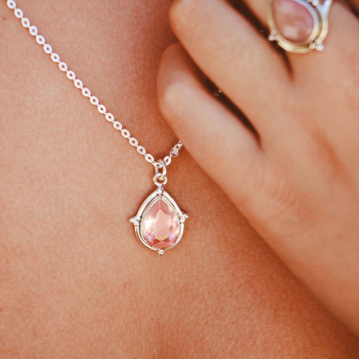 Teardrop Rose Quartz Necklace