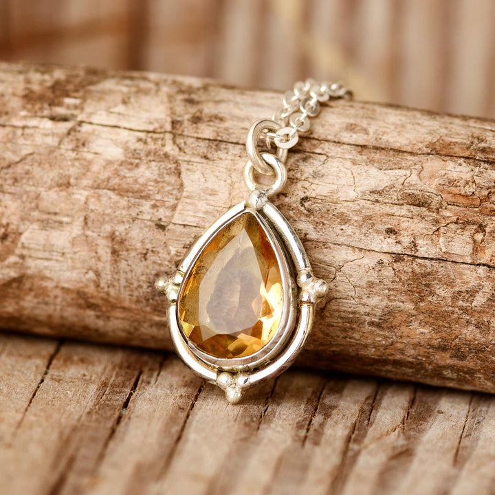 Citrin-Tropfen-Set – Ring und Halskette