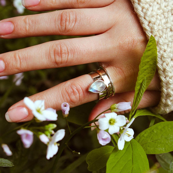 Mond und Mondstein Fidget Ring