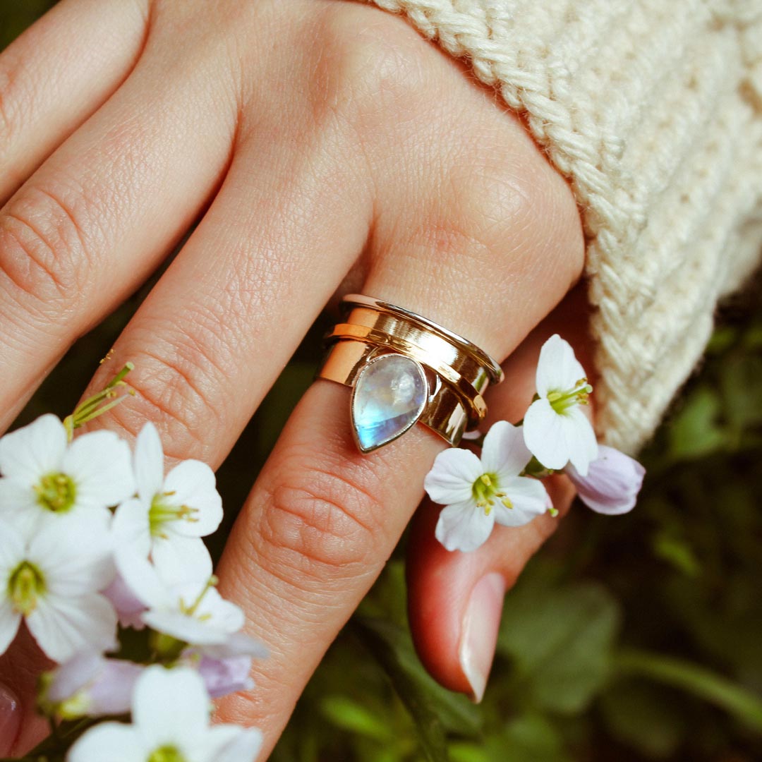 Mond und Mondstein Fidget Ring