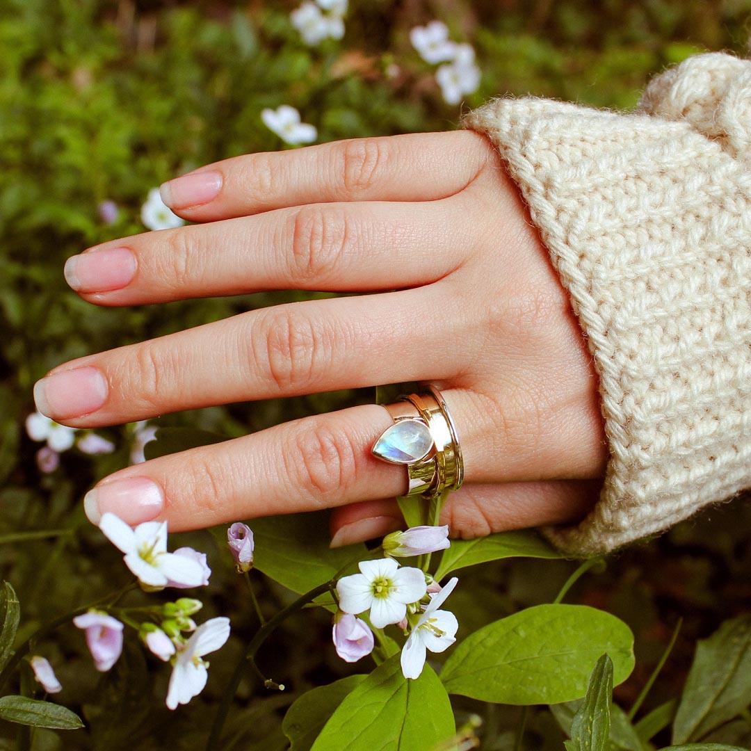 Mond und Mondstein Fidget Ring