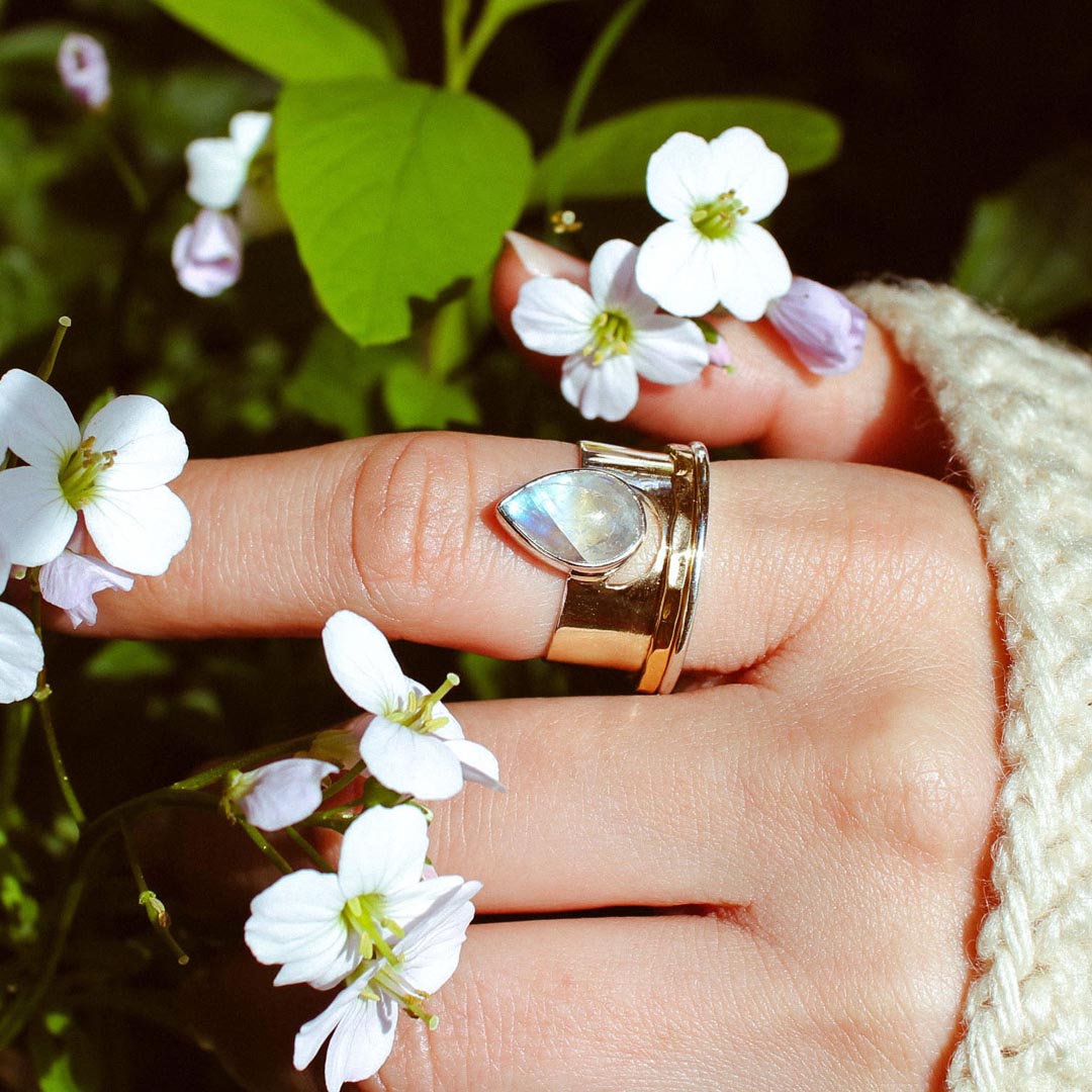 Mond und Mondstein Fidget Ring