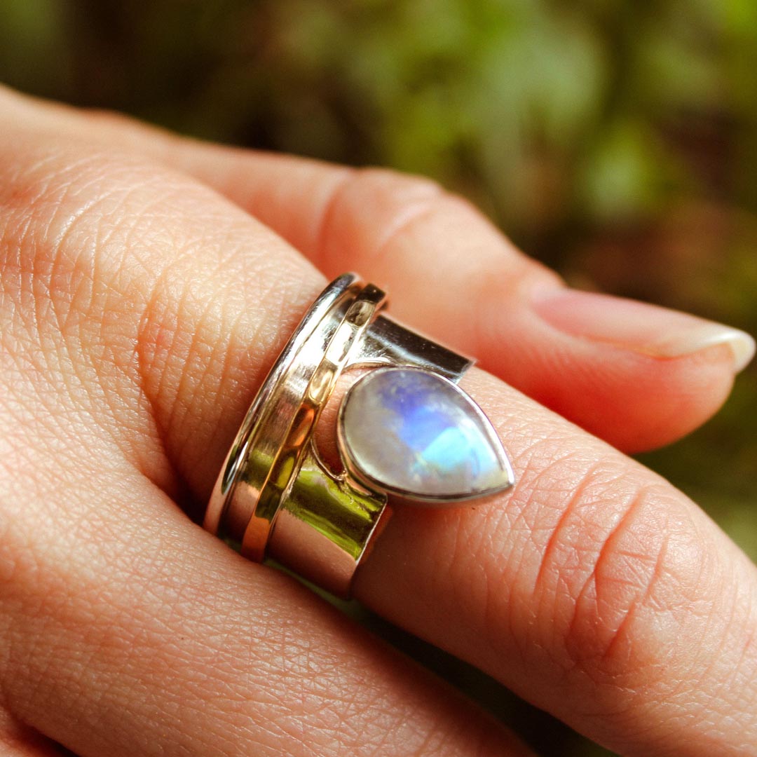 Mond und Mondstein Fidget Ring