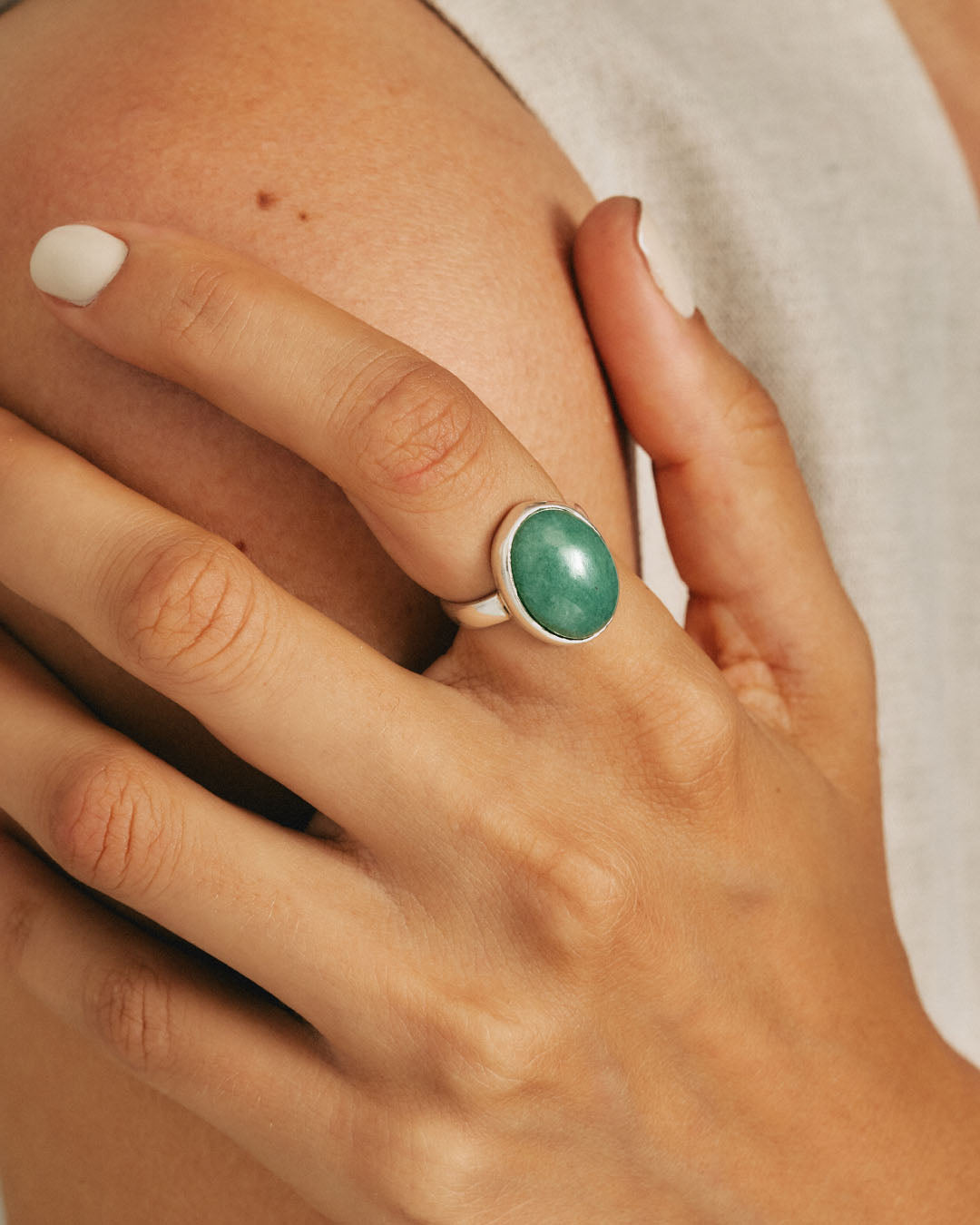 Green Aventurine Oval Ring – Boho Magic Jewelry