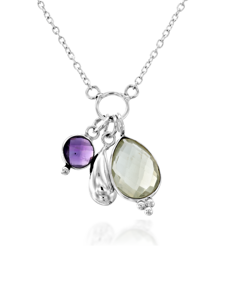 Grüne und violette Amethyst-Tropfenkette