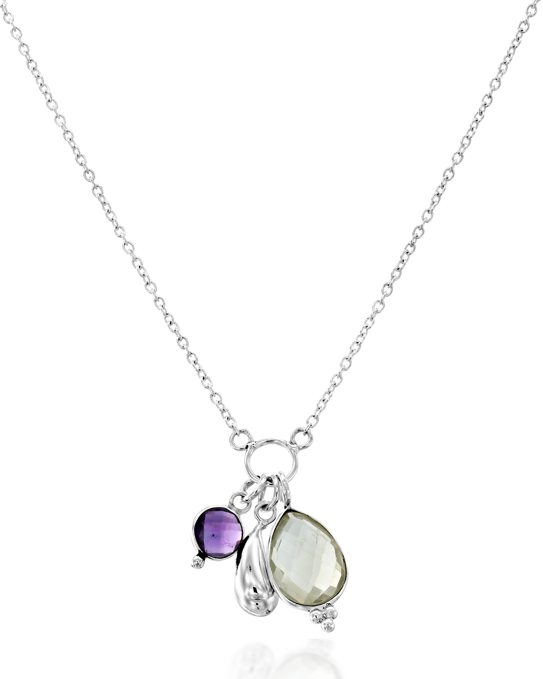 Grüne und violette Amethyst-Tropfenkette