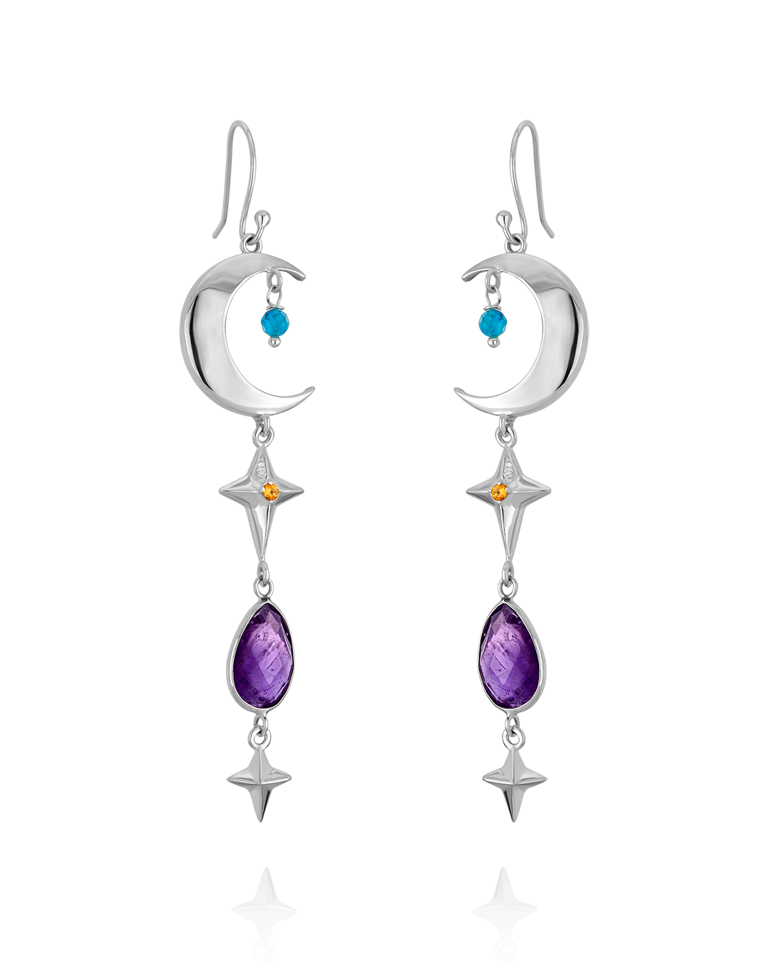Himmlische Ohrringe mit Amethyst, Apatit und Citrin