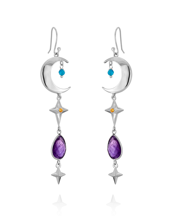 Himmlische Ohrringe mit Amethyst, Apatit und Citrin