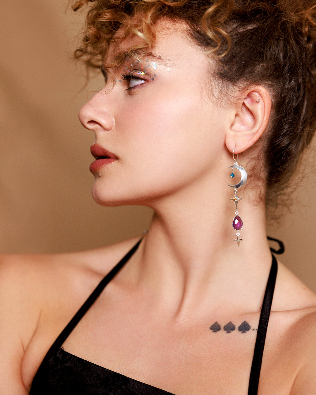 Himmlische Ohrringe mit Amethyst, Apatit und Citrin