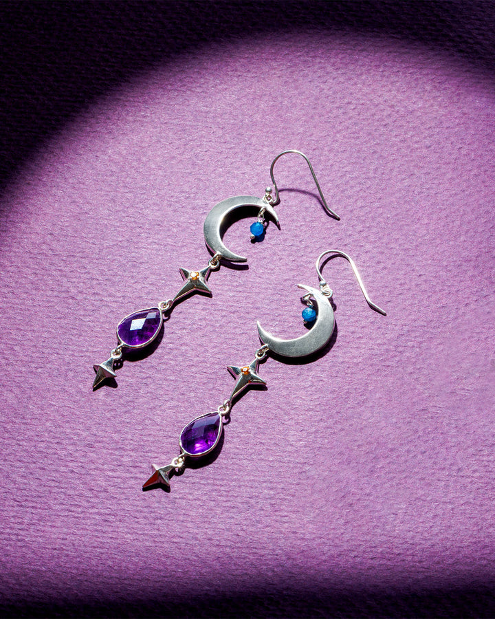 Himmlische Ohrringe mit Amethyst, Apatit und Citrin