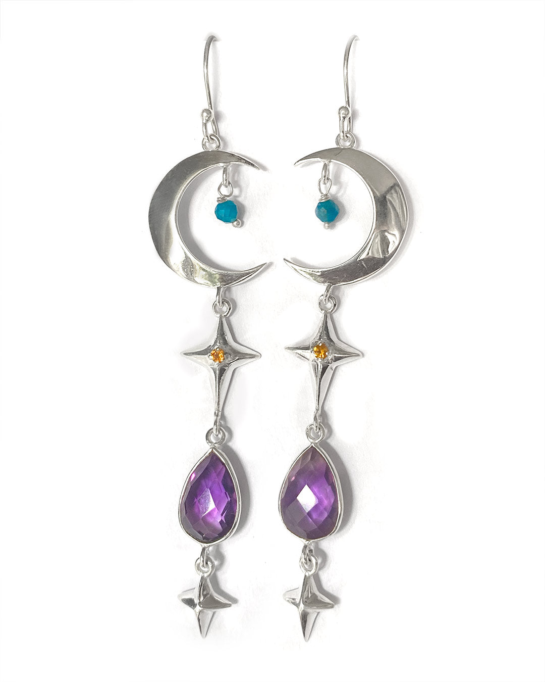 Himmlische Ohrringe mit Amethyst, Apatit und Citrin