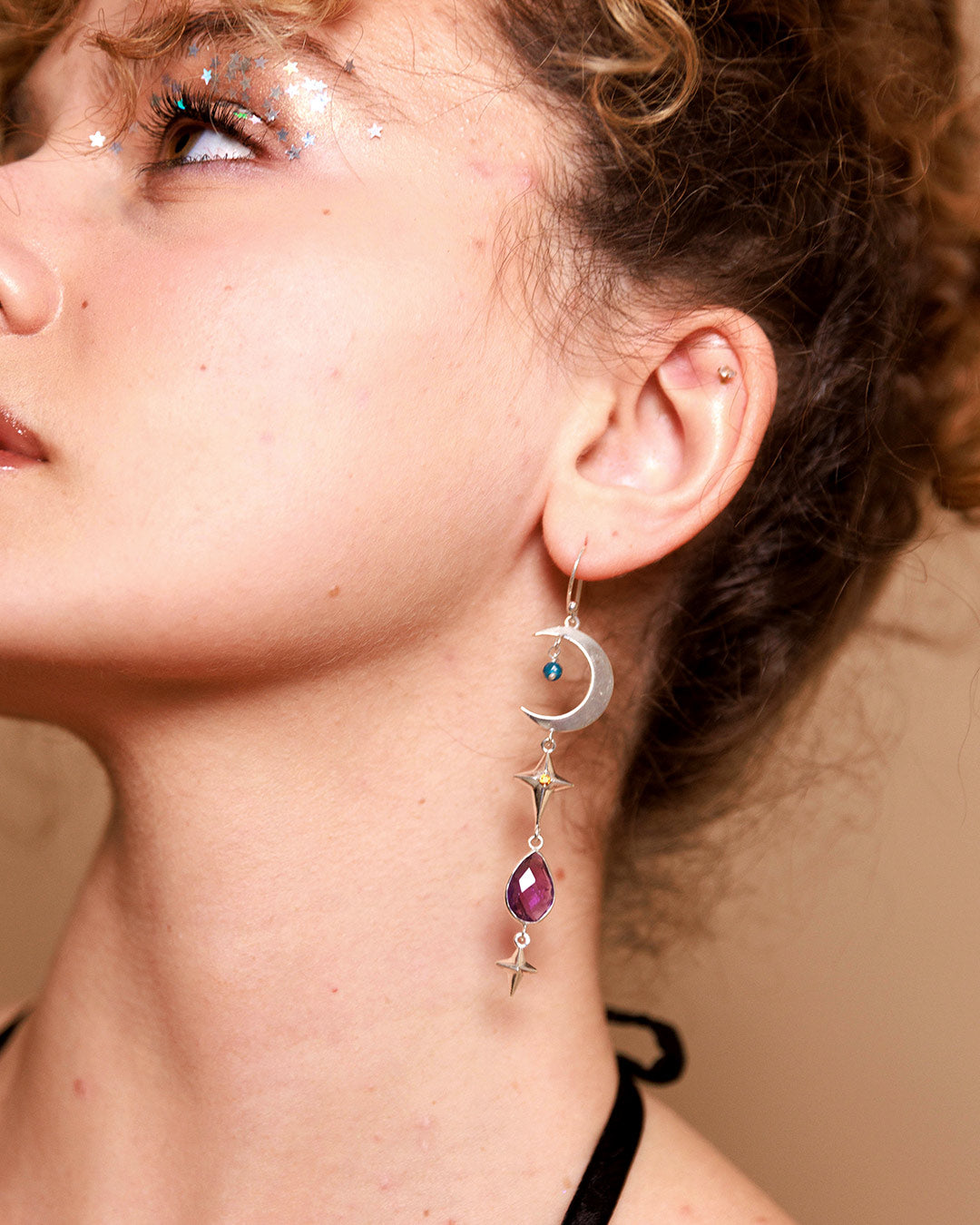 Himmlische Ohrringe mit Amethyst, Apatit und Citrin