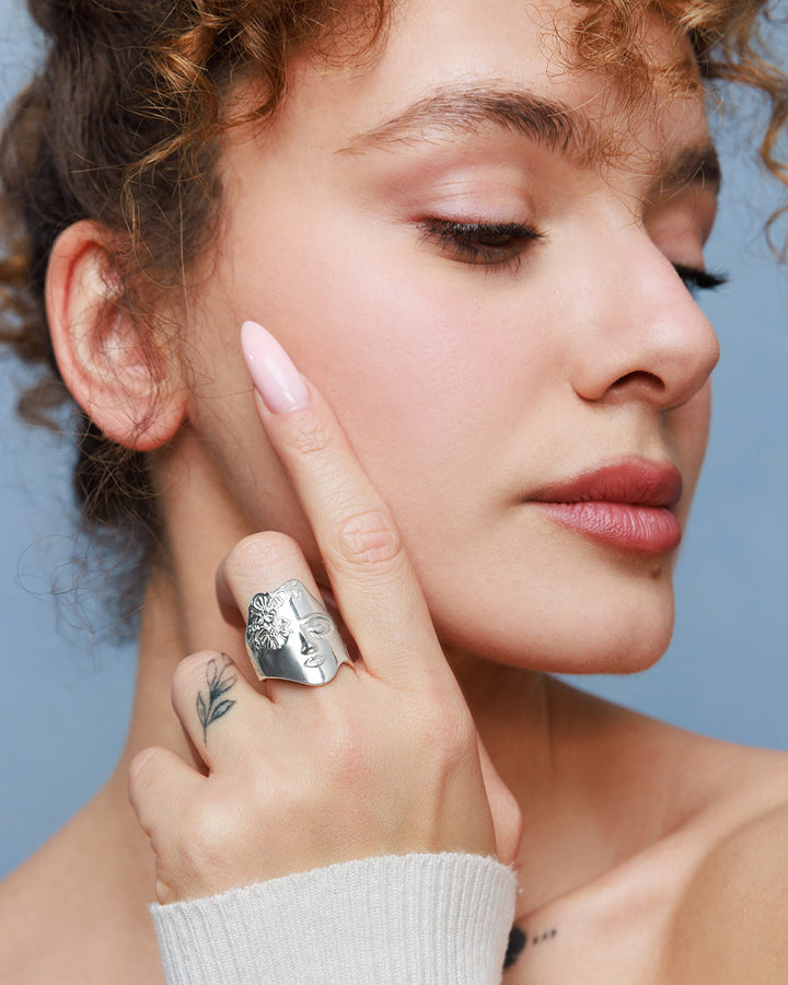 Woman Figure Face Ring