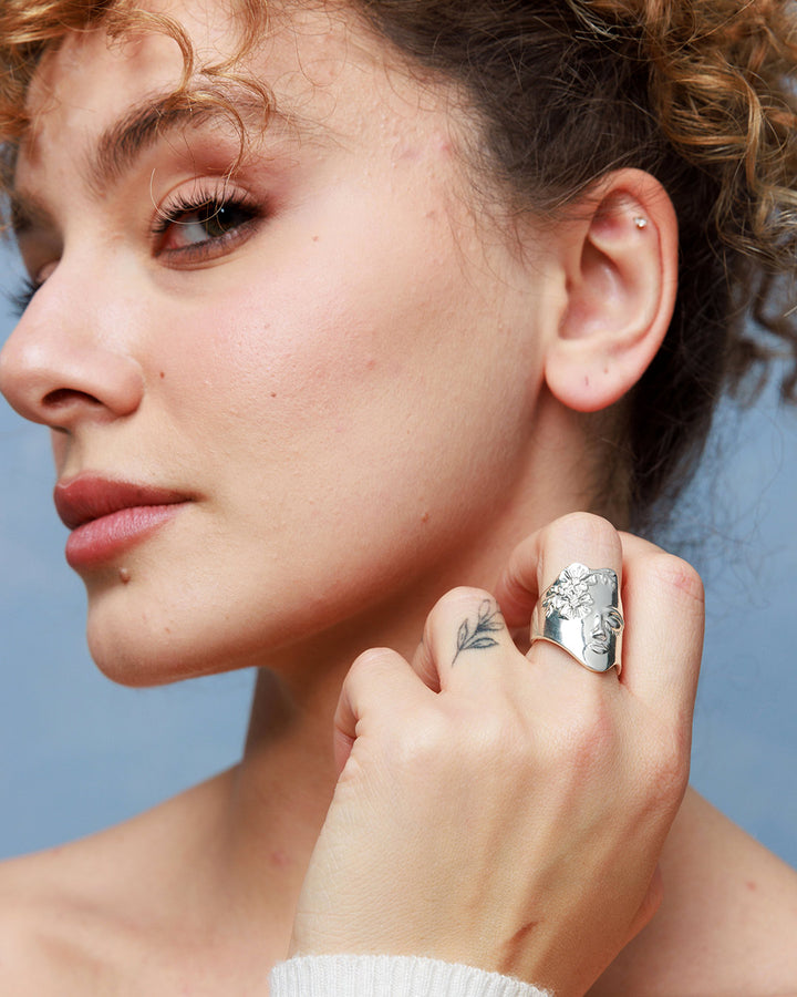 Woman Figure Face Ring
