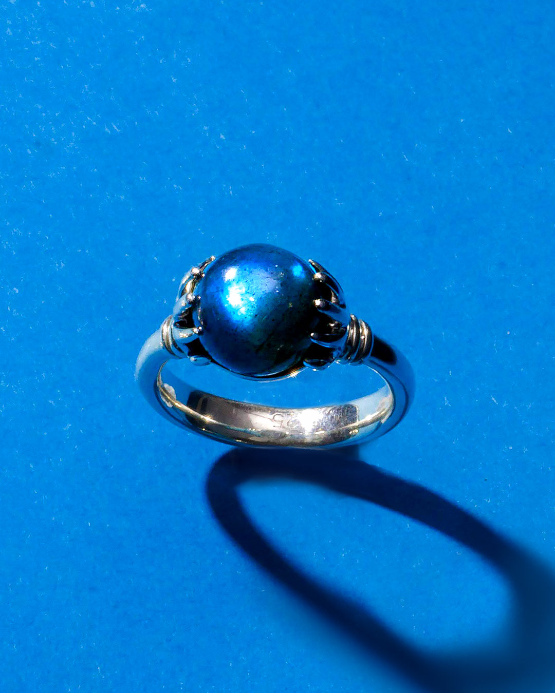 Mystic Hand Labradorite Crystal Ball Ring
