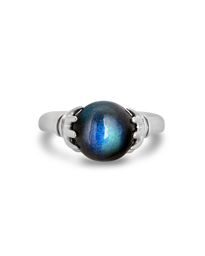 Mystic Hand Labradorite Crystal Ball Ring