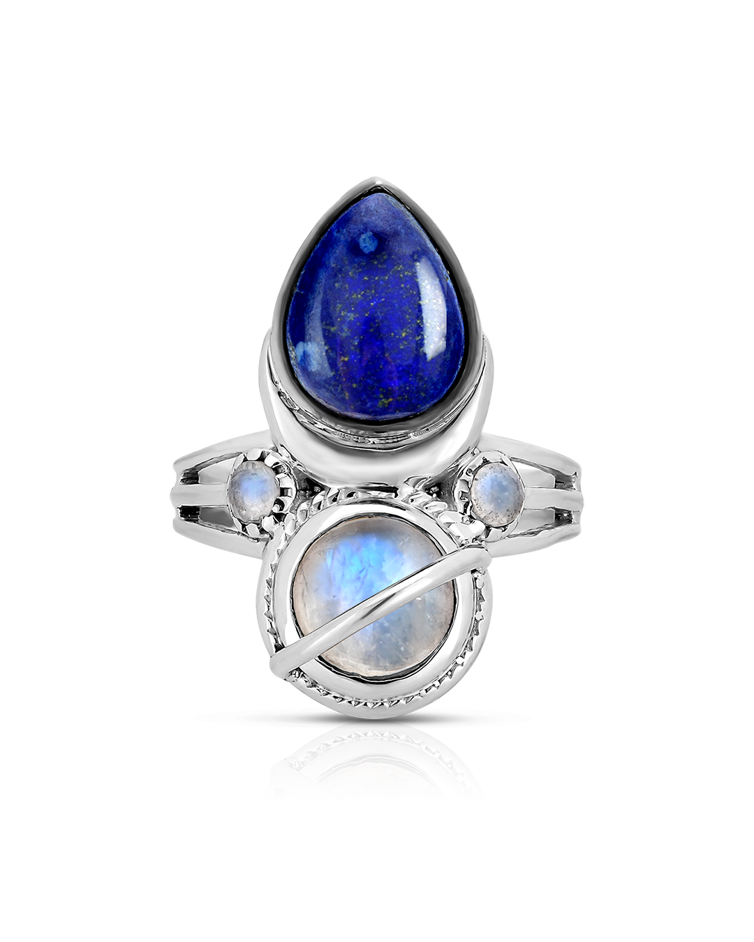 Lapis and Moonstone Saturn Celestial and Moon Ring
