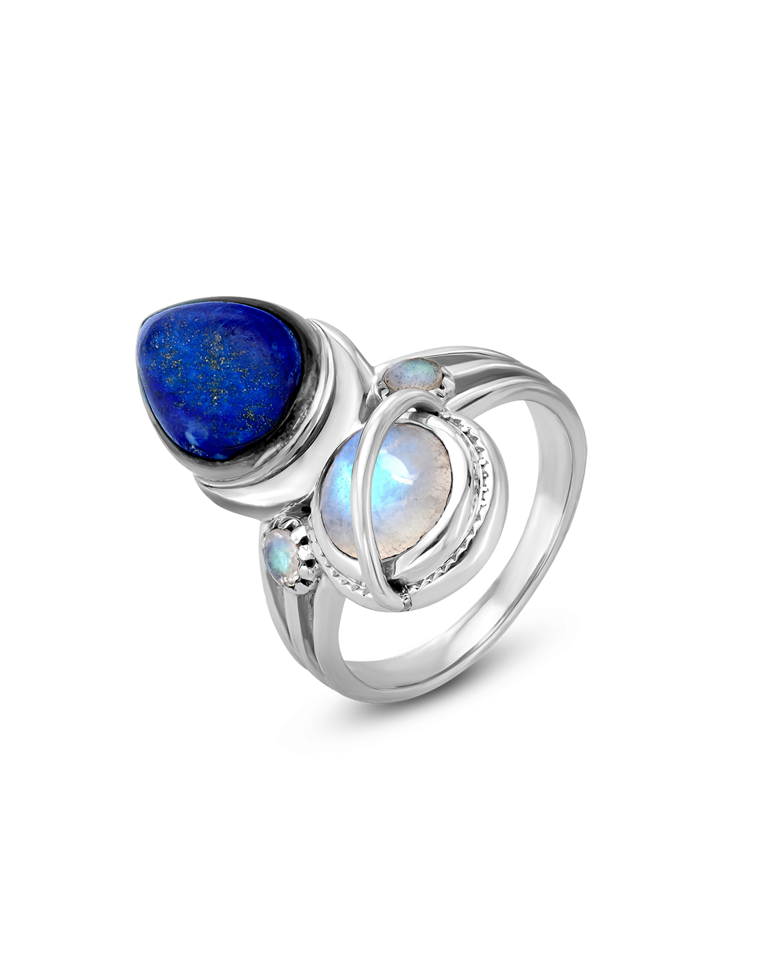 Lapis and Moonstone Saturn Celestial and Moon Ring