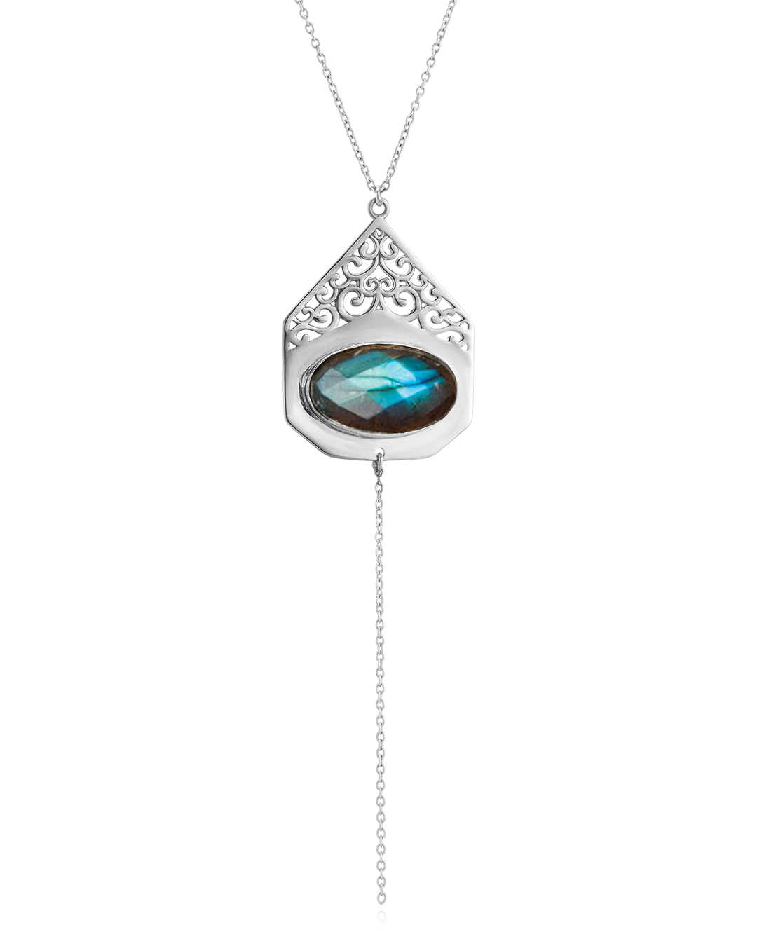 Tie Necklace with Labradorite