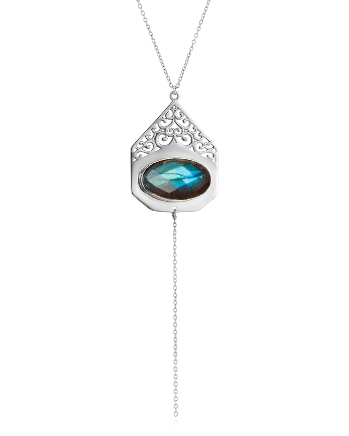 Tie Necklace with Labradorite
