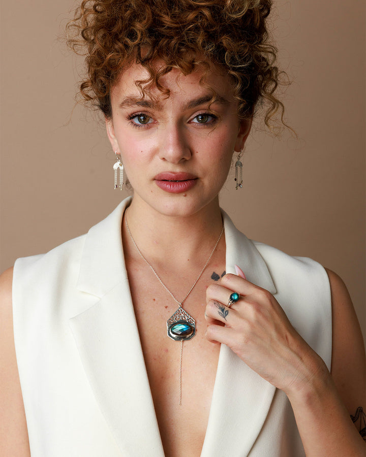 Tie Necklace with Labradorite