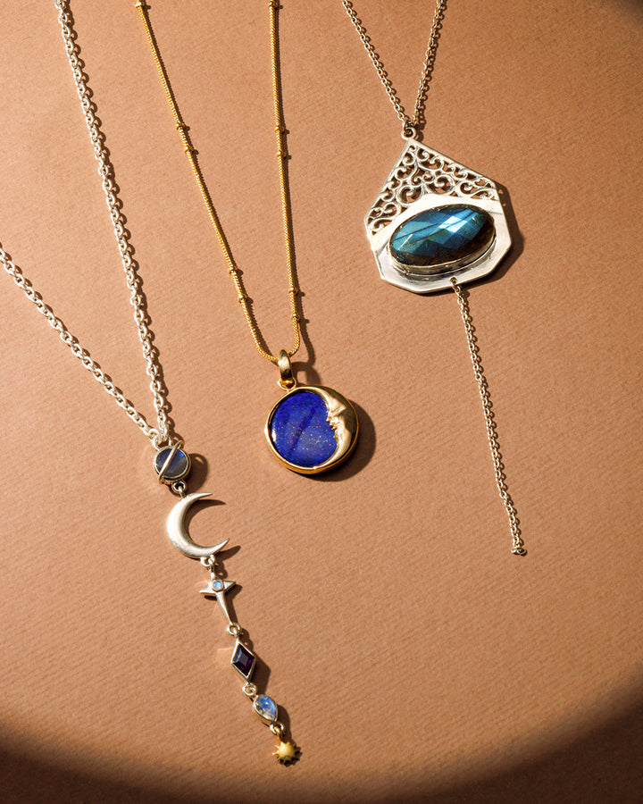 Tie Necklace with Labradorite