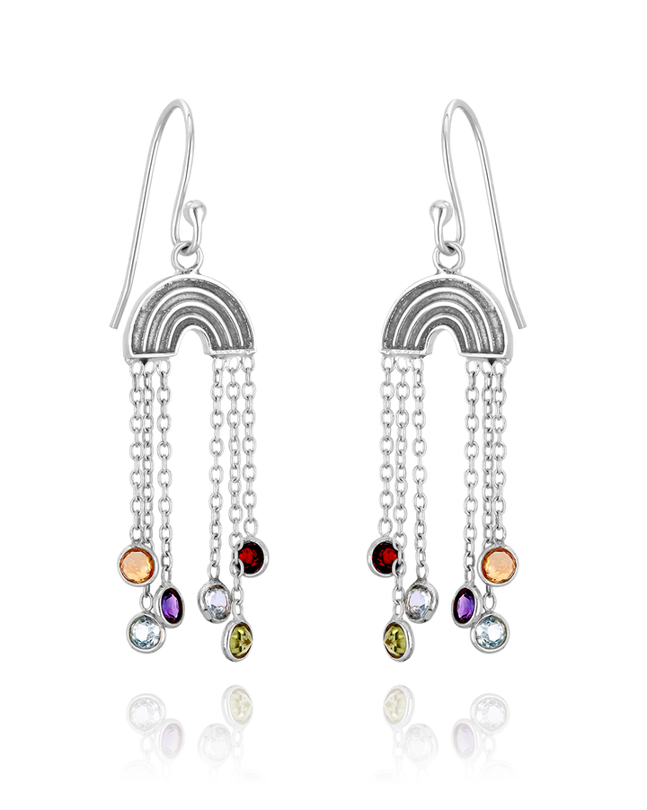 Rainbow and Gemstone Earrings