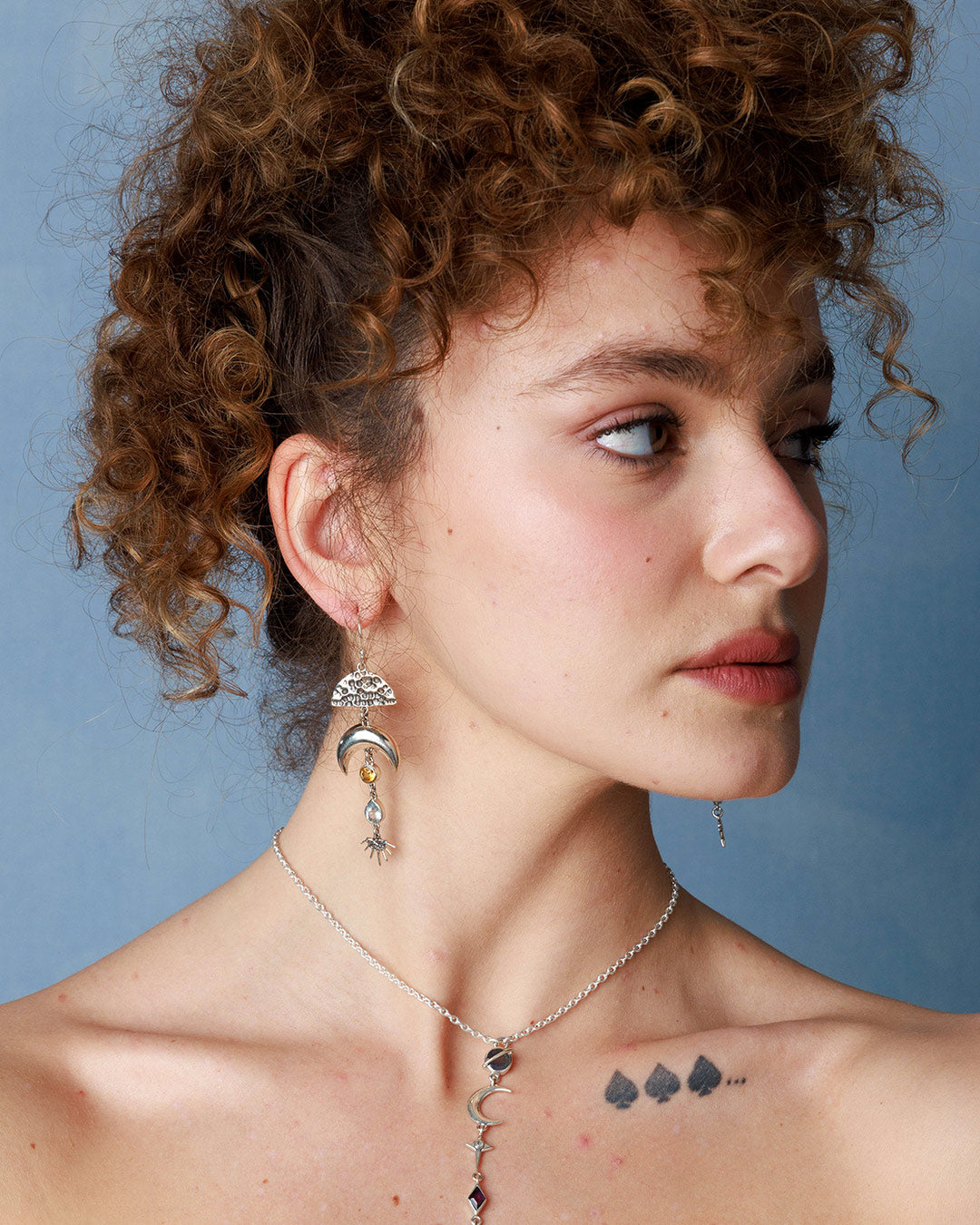 Moon and Sun Earrings with Topaz and Citrine