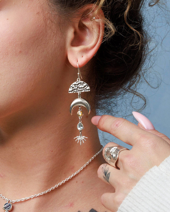 Moon and Sun Earrings with Topaz and Citrine