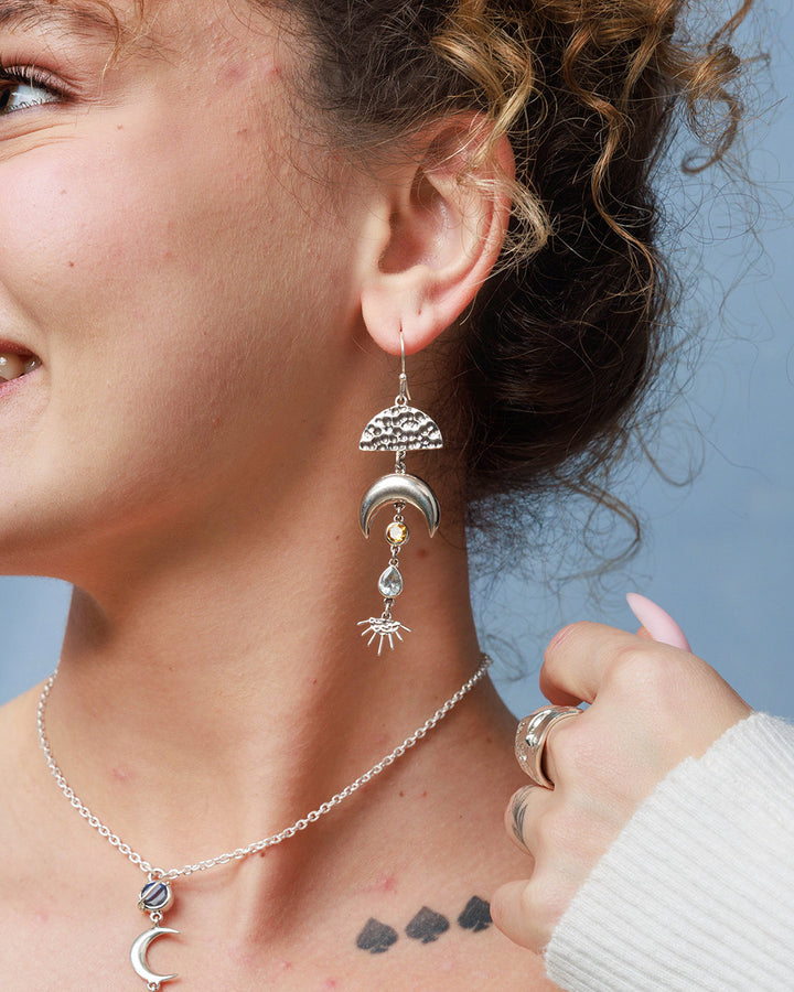 Moon and Sun Earrings with Topaz and Citrine