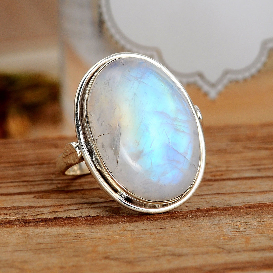 Regenbogen-Mondstein-Set – Ring und Halskette