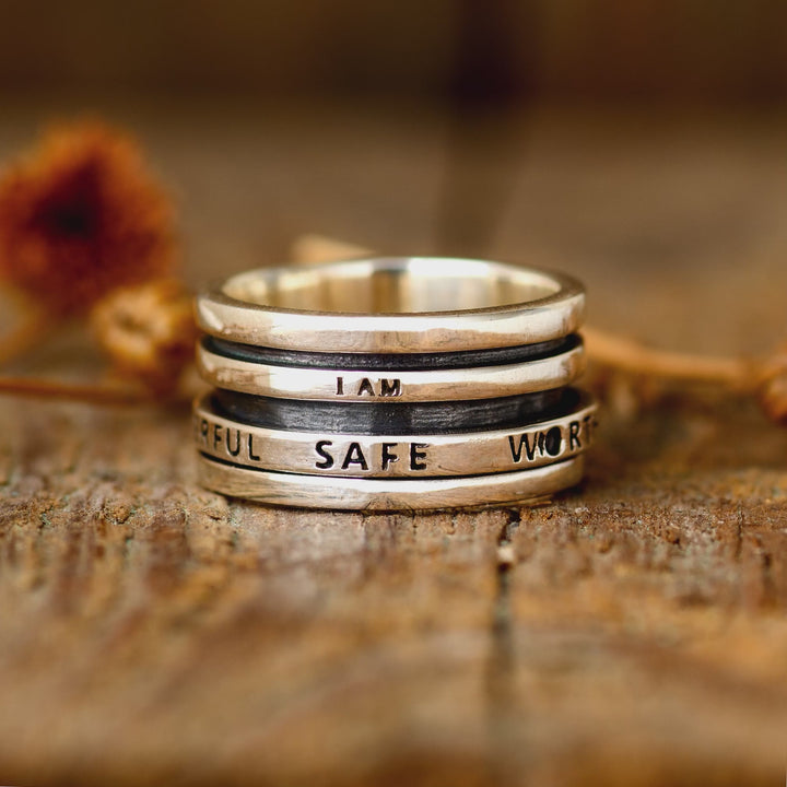 Fidget-Ring mit motivierender Gravur, Sterlingsilber