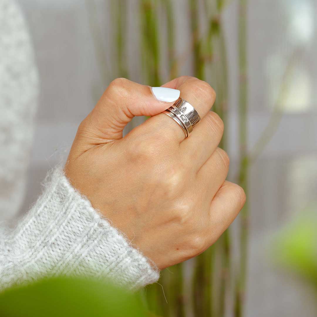 Forest Mama Bär Fidget Ring Sterling Silber