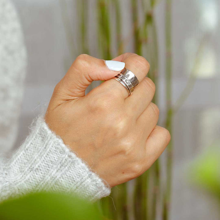 Forest Mama Bär Fidget Ring Sterling Silber