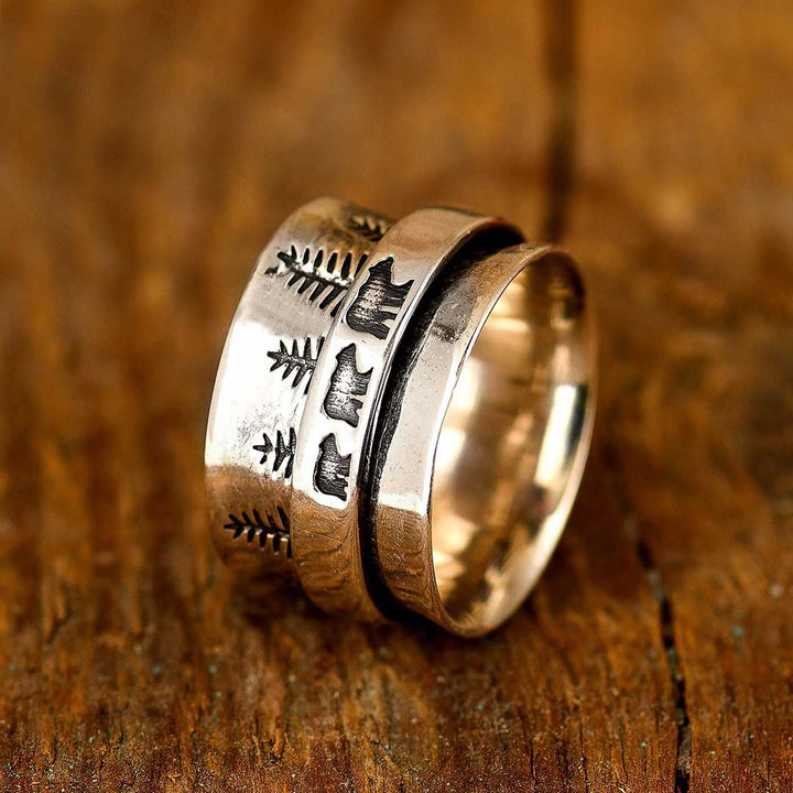 Forest Mama Bär Fidget Ring Sterling Silber