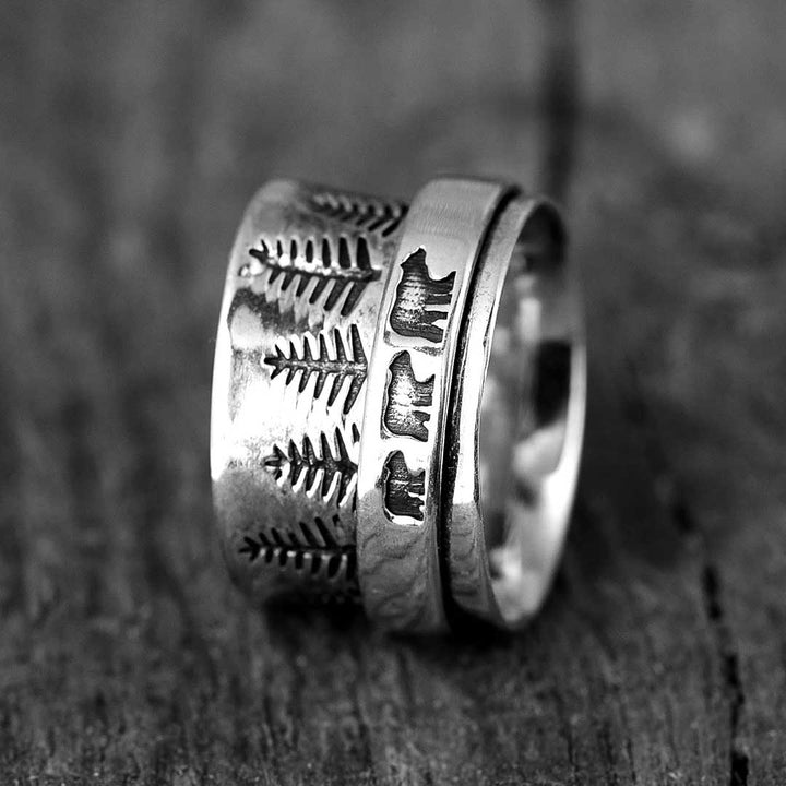 Forest Mama Bär Fidget Ring Sterling Silber