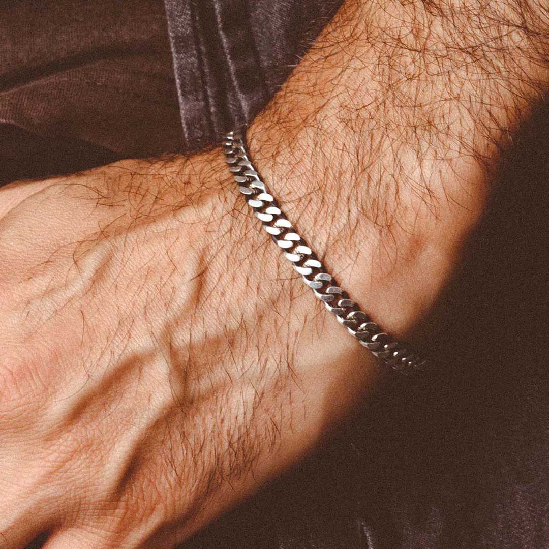 Men's Curb Chain Bracelet Sterling Silver – Boho Magic Jewelry