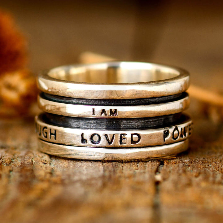 Fidget-Ring mit motivierender Gravur, Sterlingsilber
