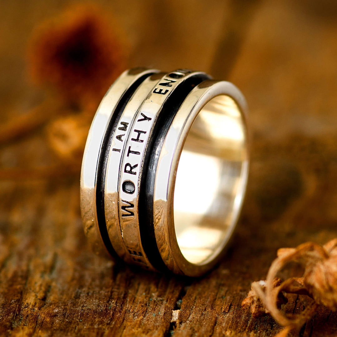 Fidget-Ring mit motivierender Gravur, Sterlingsilber