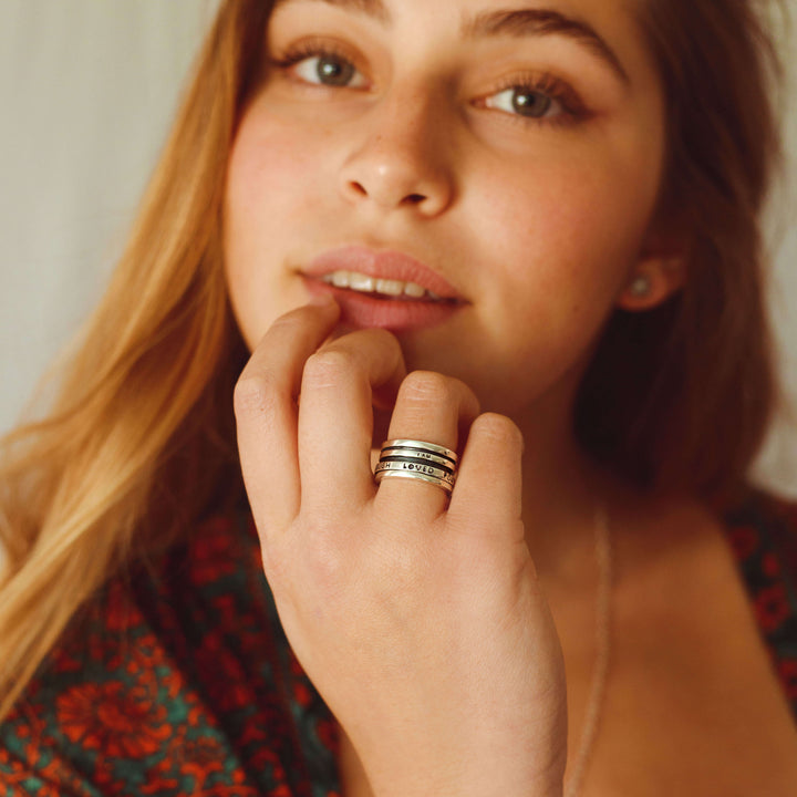 Fidget-Ring mit motivierender Gravur, Sterlingsilber