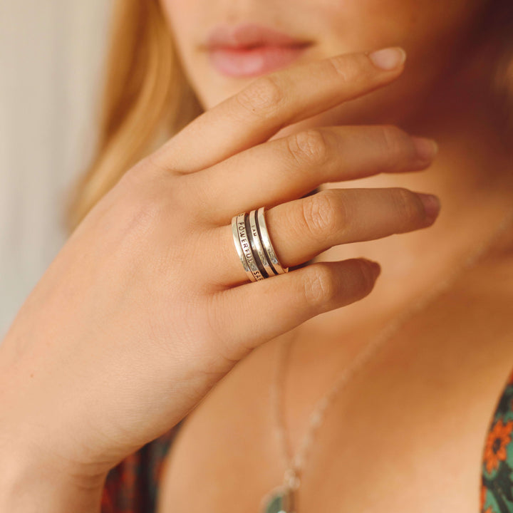Fidget-Ring mit motivierender Gravur, Sterlingsilber